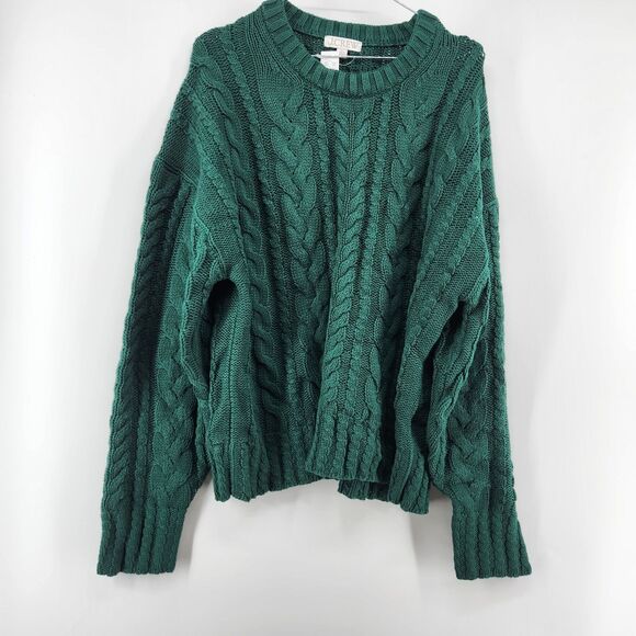J. Crew Sweaters - J.Crew‎ Women's Green XL 100% Cotton XL Cable Knit Crewneck Sweater NWT